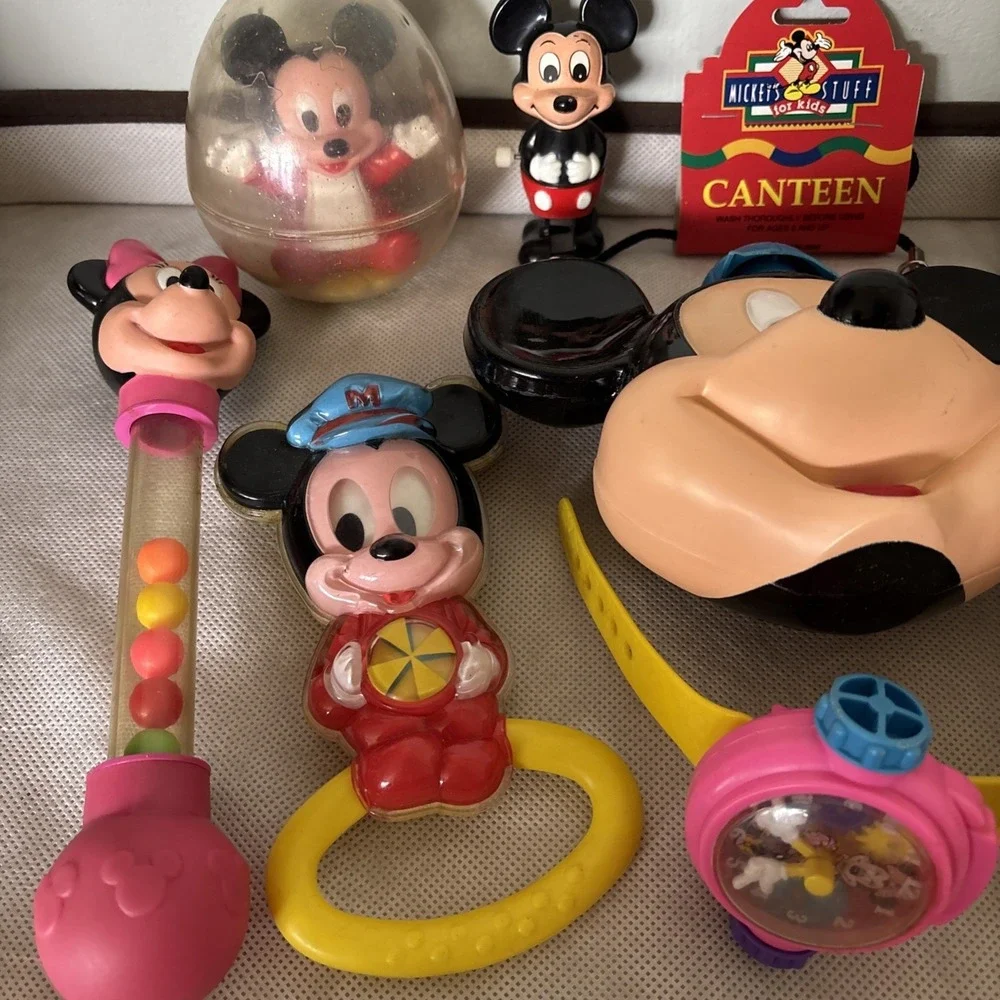 Vintage‎ Junk Drawer Lot 18 Unused Postcards, Toys, Mickey Mouse, Watches, More